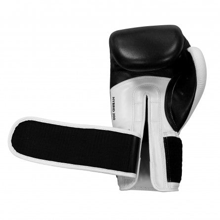 Black and white boxing glove, adidas Hybrid 200.