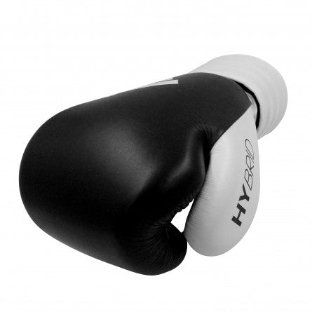 Adidas Hybrid 200 black and white boxing glove.