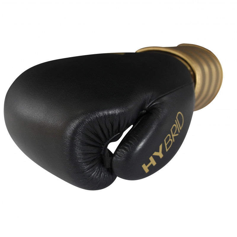 Black Adidas boxing glove with gold text, Hybrid 200.