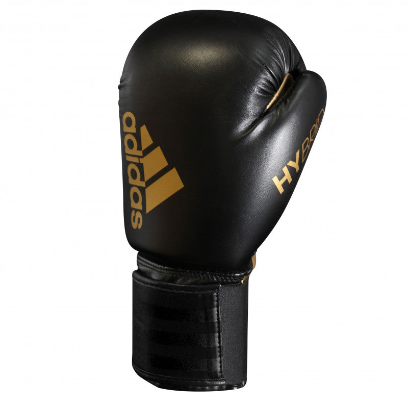 Black and red adidas Hybrid 50 boxing glove.