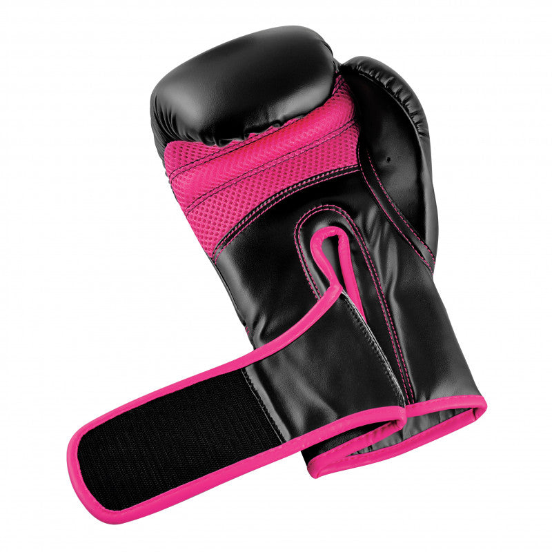 Black and pink Adidas Hybrid 80 boxing glove.