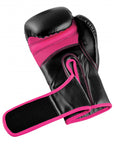 Black and pink Adidas Hybrid 80 boxing glove.