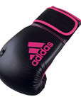 Adidas Hybrid 80 black boxing glove with pink trim, 8 oz.