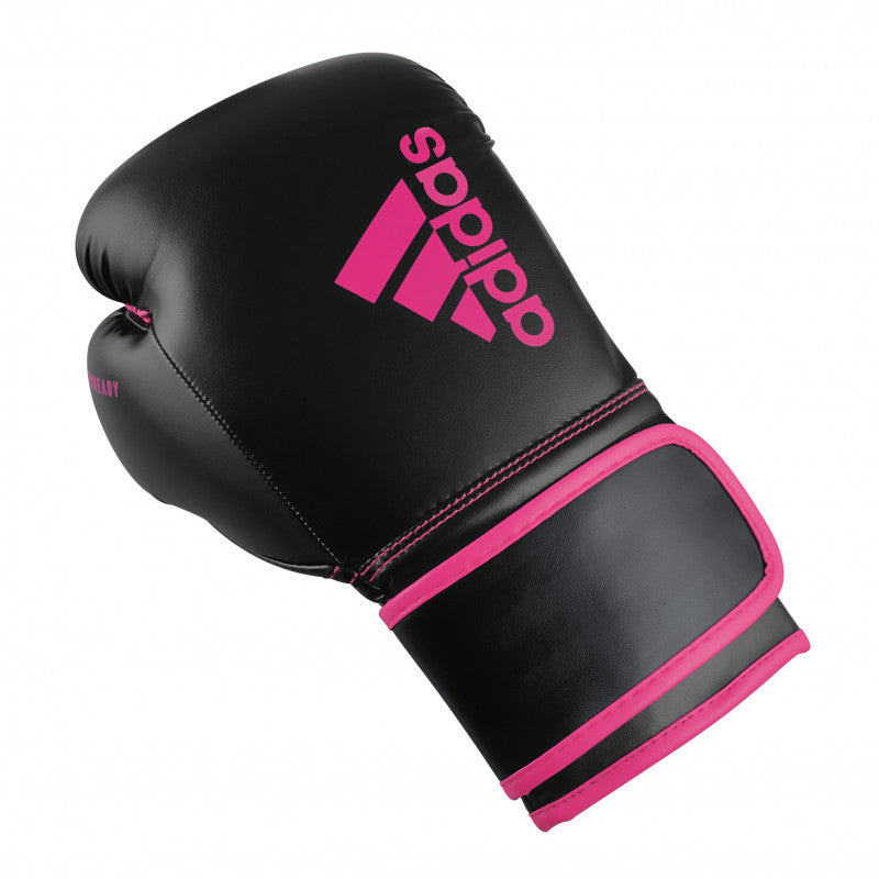 Adidas Hybrid 80 black and pink boxing glove.