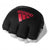 Black glove with red logo for boxing knuckle protection.