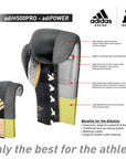 Black and yellow adidas boxing glove.