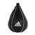 Black punching bag with white stitching by Adidas.