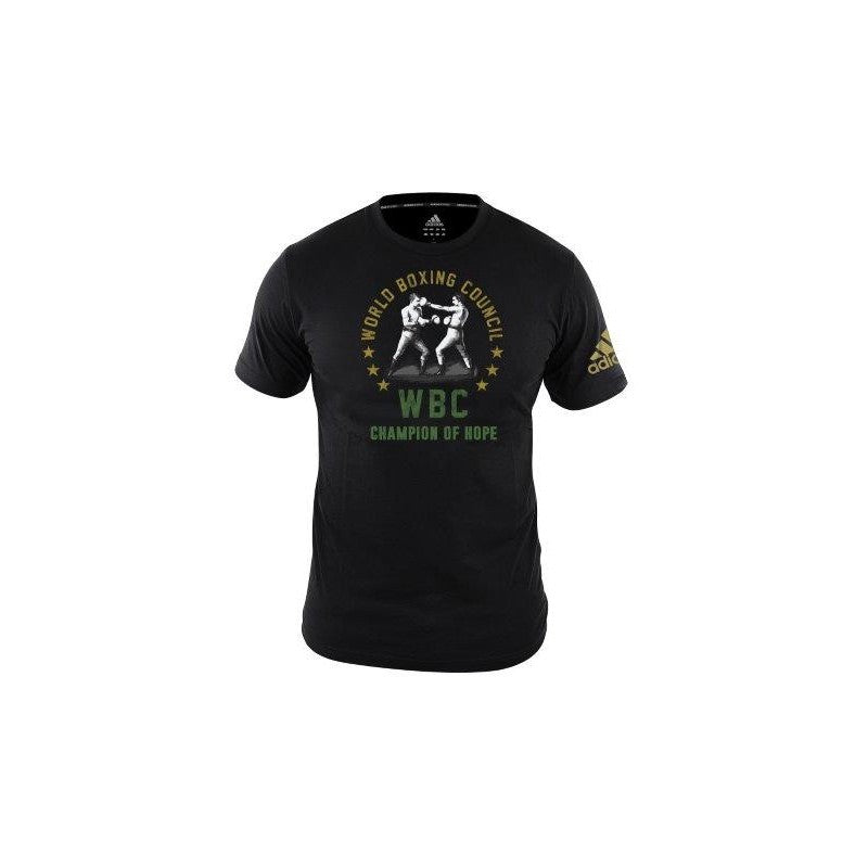 Black Adidas WBC heritage boxing t-shirt with a logo design.