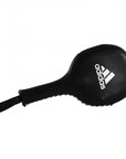 Black boxing glove with white logo, Adidas boxing paddle target.