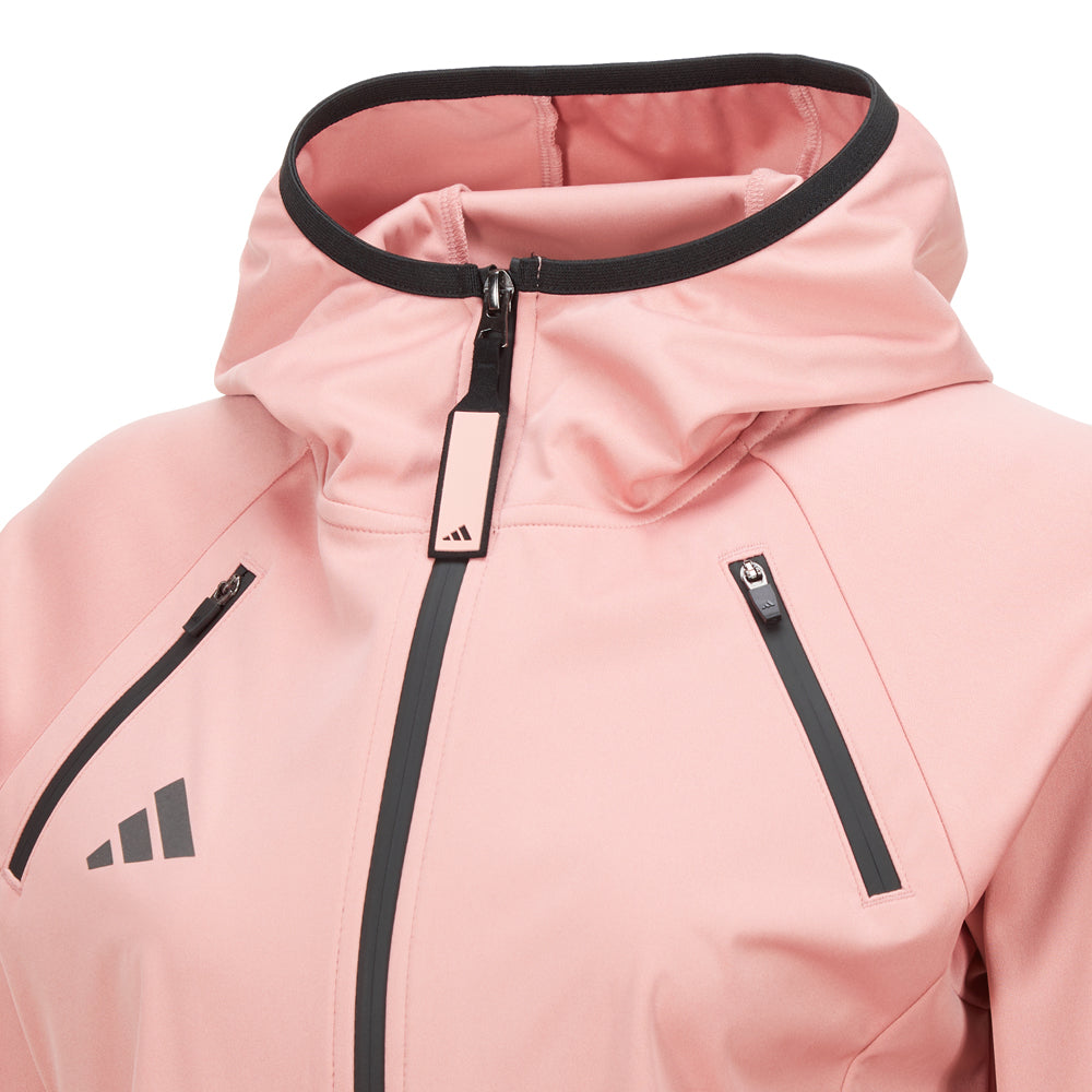 Close-up of a pink jacket, part of adidas Women&#39;s Hydrosuit adiSS23 collection.