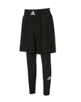 Black pants from Adidas Boxwear tech shorts collection with full-length inner lining.