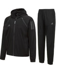 Black jacket and pants for adidas boxing apparel.