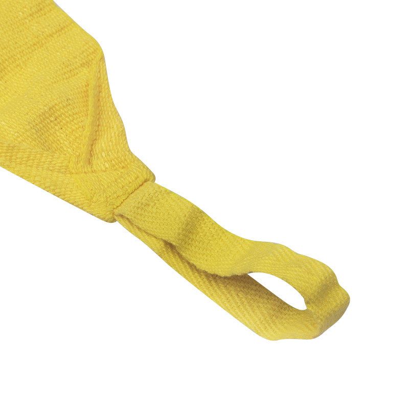 Yellow hand wrap strap with loop for boxing protection.