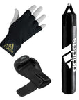 Black punching bag and glove, part of adidas Home bundle deal.