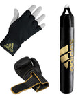 Black boxing glove with punching bag from adidas bundle.