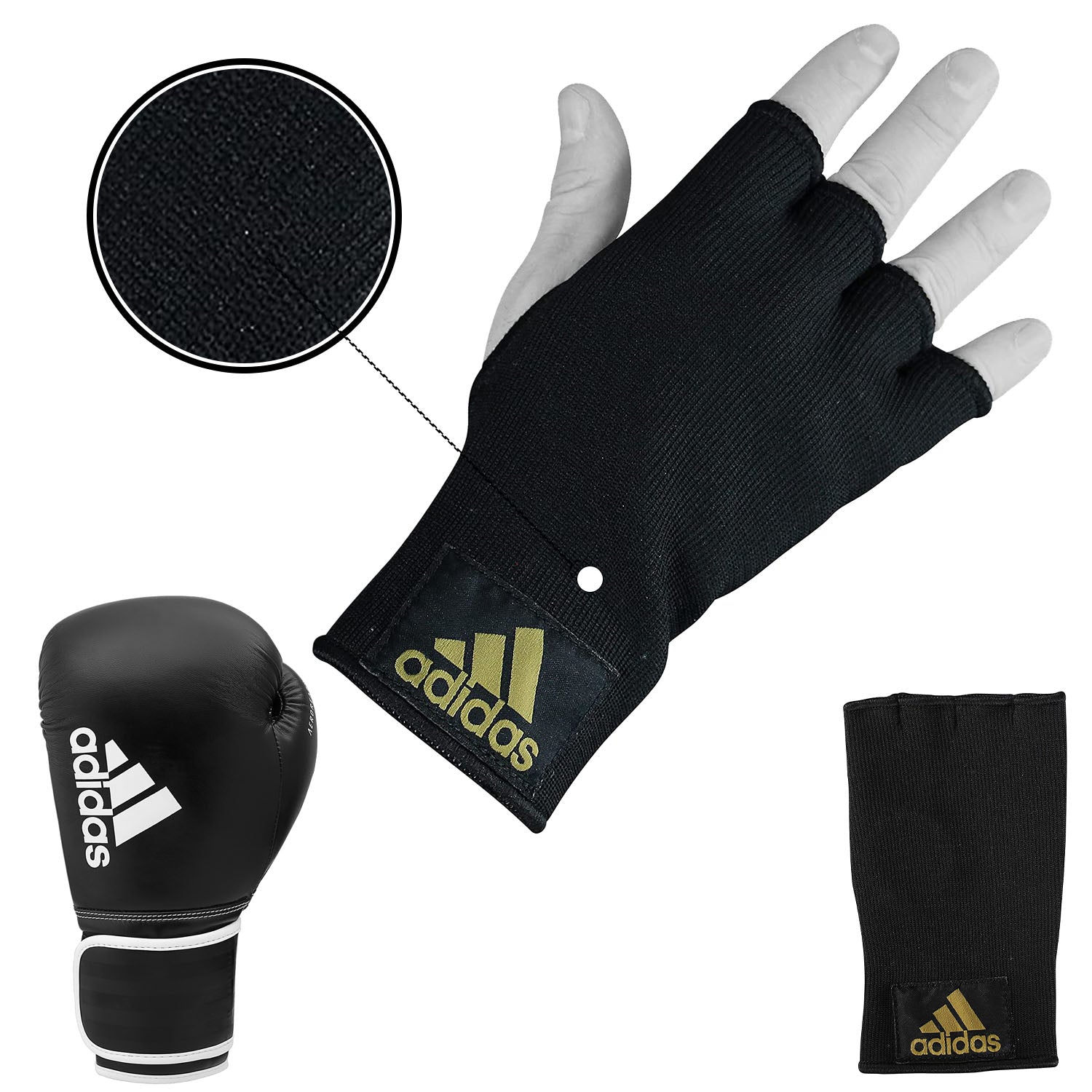 Black glove with a white glove in boxing bundle.