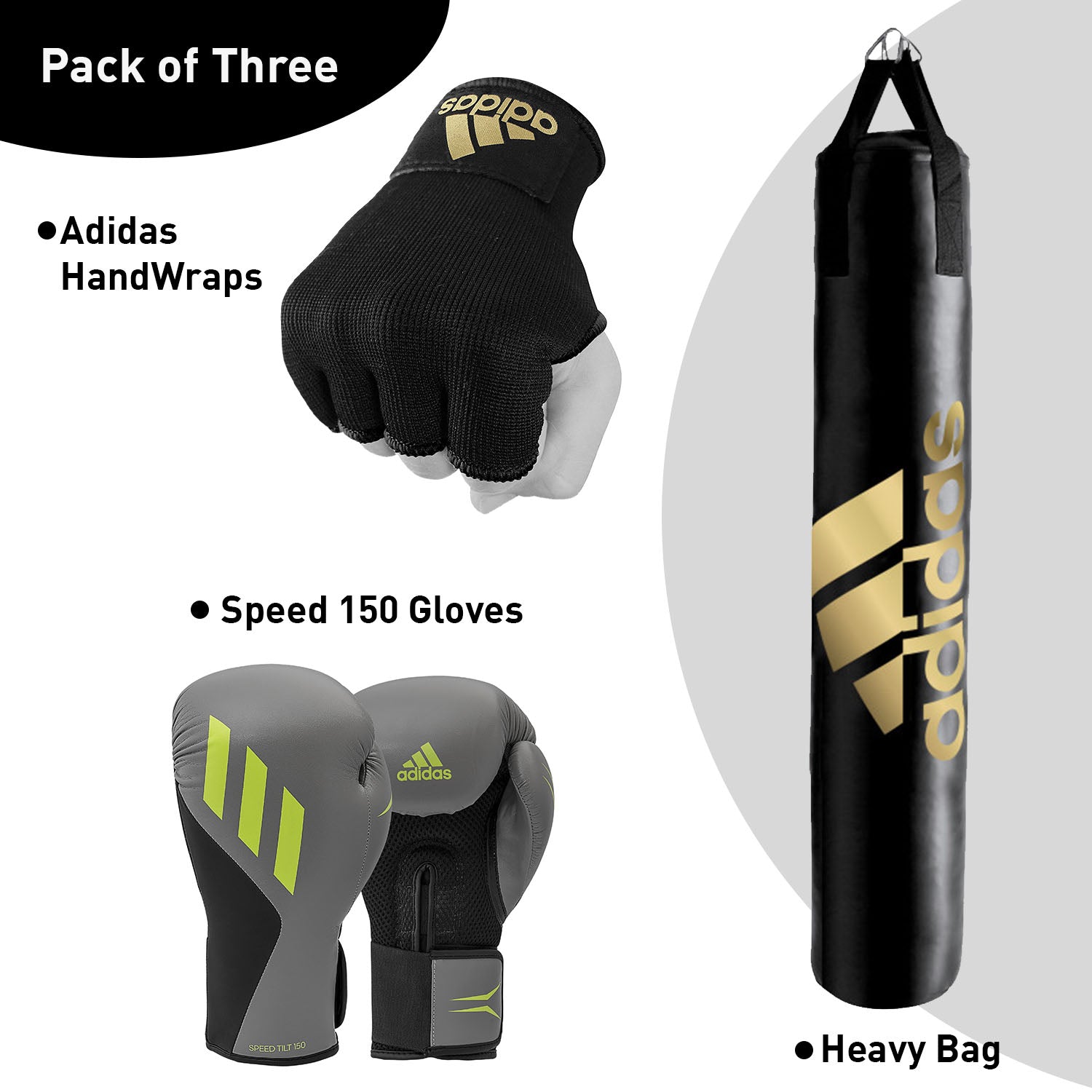 Black and grey boxing gloves with a punching bag.