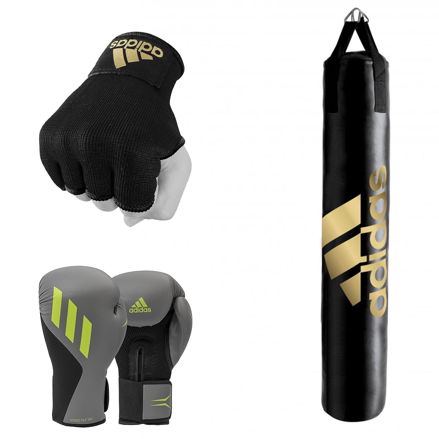 Boxing gloves resting on a punching bag.