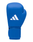 Blue boxing glove with white Adidas logo.