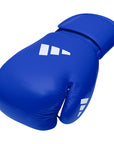 Blue boxing glove with white Adidas logo.