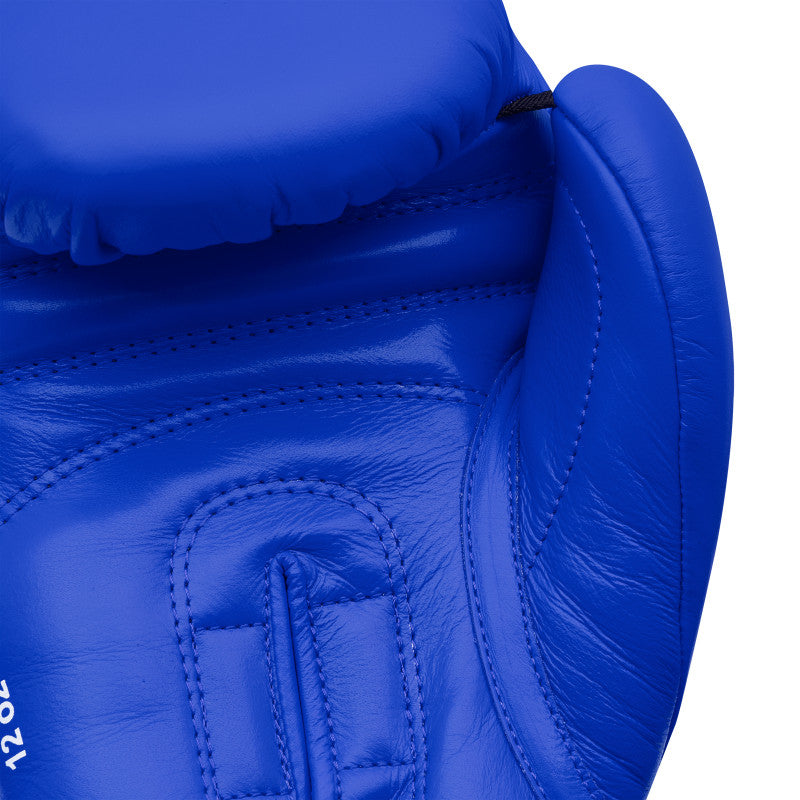 Close-up of a blue Adidas boxing glove.