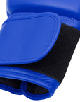 Blue Adidas boxing glove with black straps.