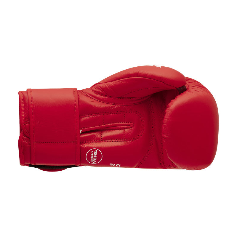 Red boxing glove on a white background.