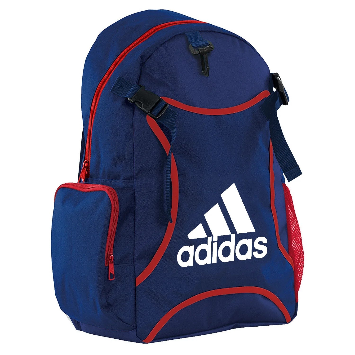 Blue and red backpack.