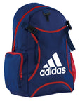 Blue and red backpack.