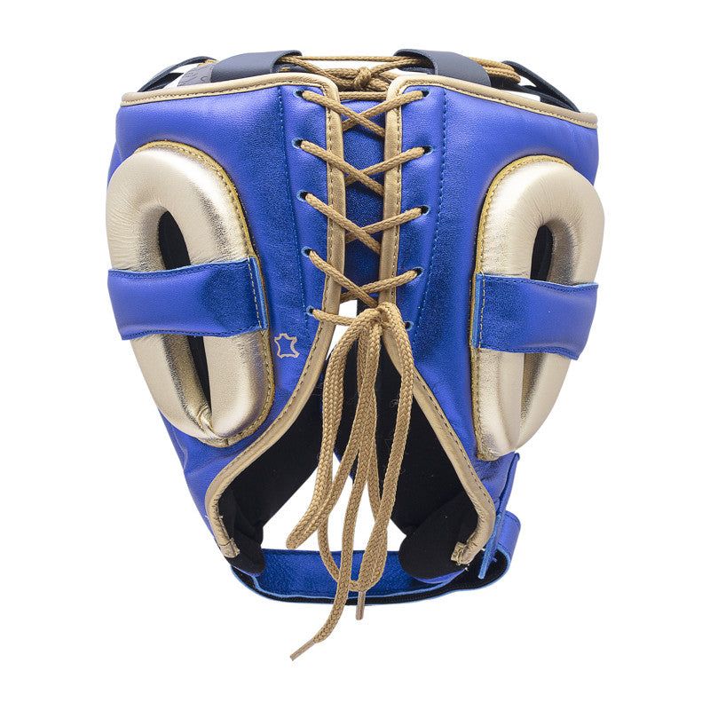 Blue and gold boxing helmet by Adidas AdiStar Pro for unisex.