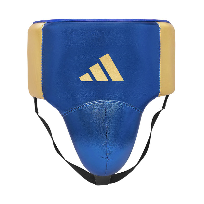 Blue and gold boxing pad equipment.