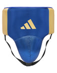 Blue and gold boxing pad equipment.