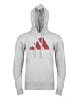 Gray hoodie with a red adidas logo on a white background