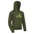 Green hoodie with a lime green adidas logo on a white background