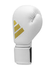 White boxing glove with gold stripes, Adidas FLX 3.0 Speed 50.