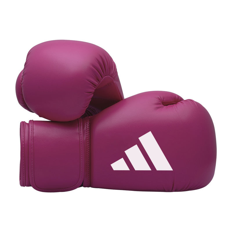 Pair of purple boxing gloves, adidas FLX 3.0 Speed 50 for boxing and kickboxing.