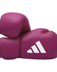 Pair of purple boxing gloves, adidas FLX 3.0 Speed 50 for boxing and kickboxing.