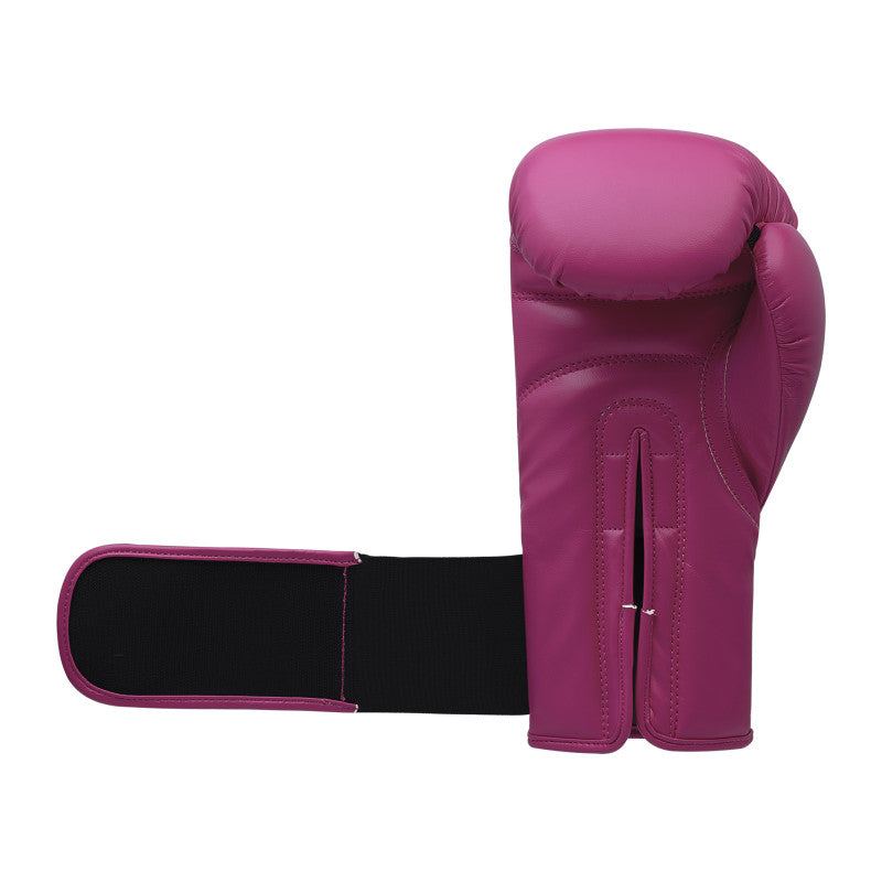 Pink boxing glove with black band for boxing.