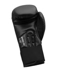 Black boxing glove, Adidas FLX 3.0 Speed 50, white/gold color.