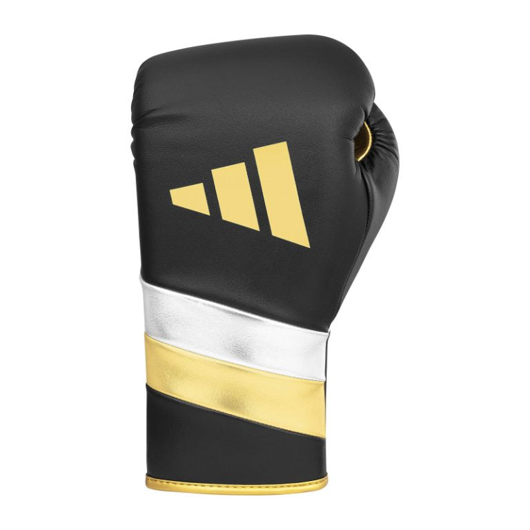 Black and gold adidas Adi-Speed 500 boxing glove.