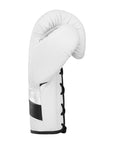 White boxing glove for pro boxing and kickboxing.