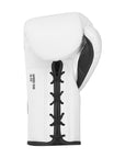 White boxing glove with black laces, Adidas Adi-Speed 500.