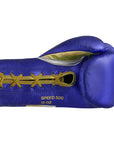 Blue boxing glove with yellow laces from adidas Adi-Speed 500 series.