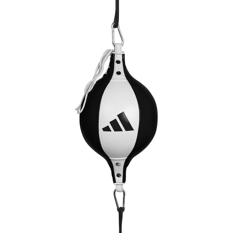 Black and white adidas Speed double end punching bag.