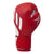 Red boxing glove with white accents on a white background