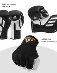 Close-up of boxing gloves details.