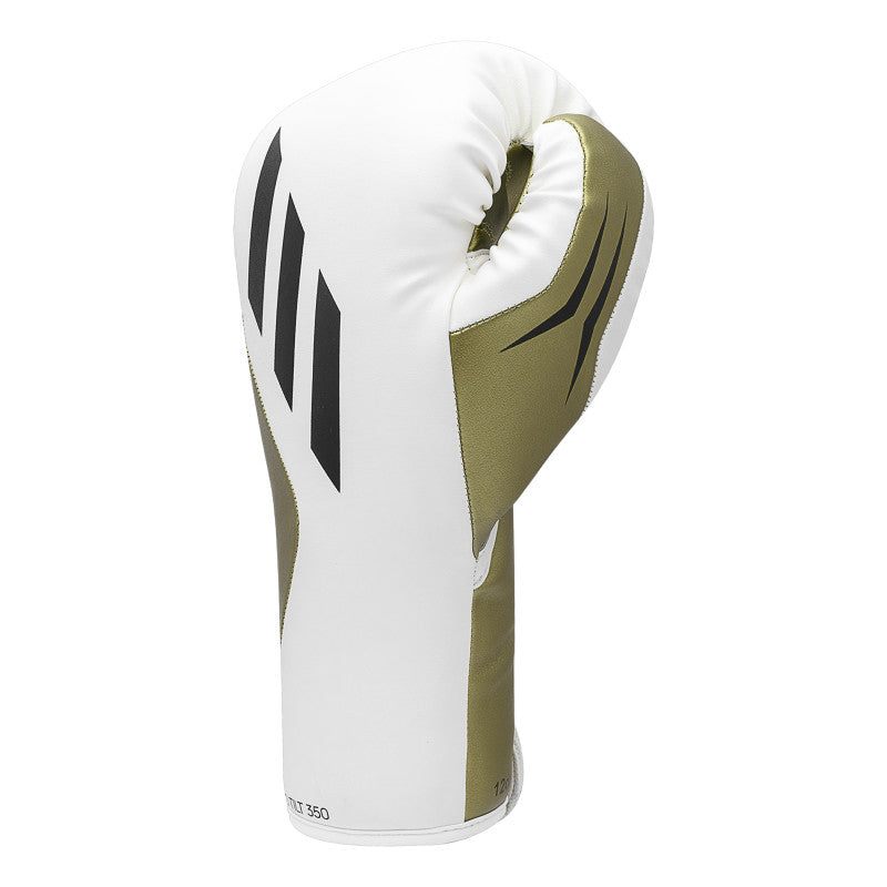 White and gold boxing glove from Tilt 350 PRO Training Gloves - Lace-up.