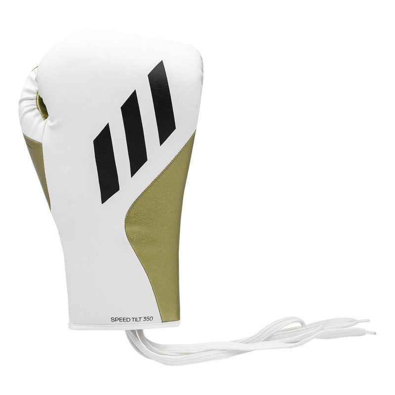 White and gold boxing glove from Tilt 350 PRO Training Gloves - Lace-up.