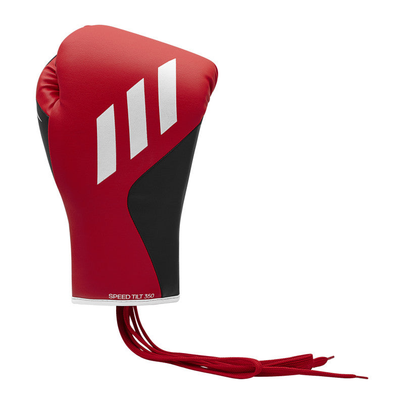 Red boxing glove with white stripes, 12 oz lace-up Tilt 350 PRO.