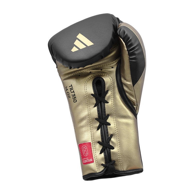 A boxing glove featuring a logo for brand identification.